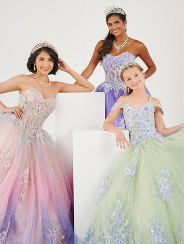 Vestido de quinceanera com corpete transparente e decote em V da Fiesta Gowns 56499