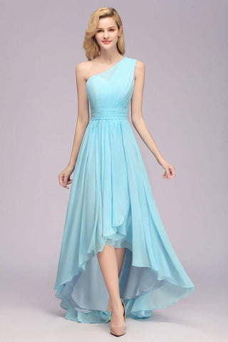 One-Shoulder-A-Linie Hi-Lo Chiffon Brautjungfernkleider für Damen