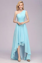 One Shoulder A-line Hi-lo Chiffon Bridesmaid Dresses for Women