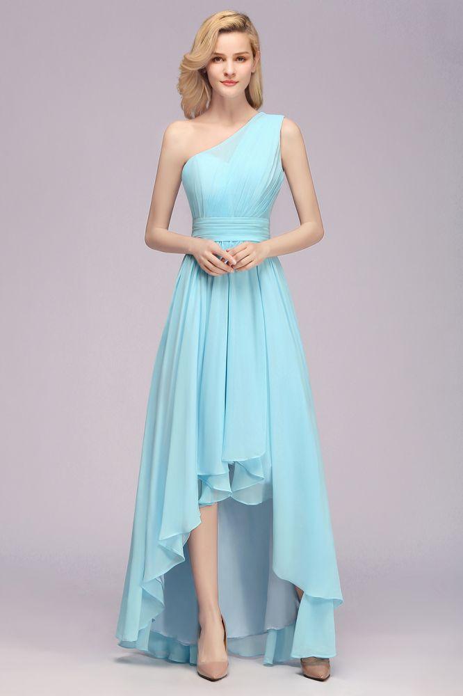 One Shoulder A-line Hi-lo Chiffon Bridesmaid Dresses for Women
