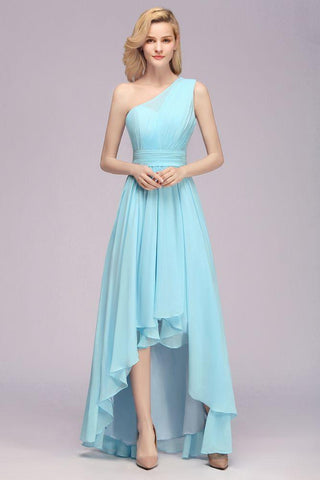 One-Shoulder-A-Linie Hi-Lo Chiffon Brautjungfernkleider für Damen