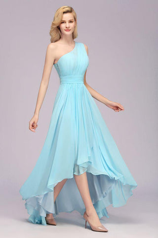One-Shoulder-A-Linie Hi-Lo Chiffon Brautjungfernkleider für Damen