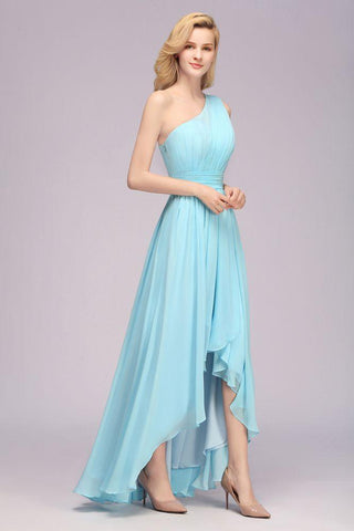One-Shoulder-A-Linie Hi-Lo Chiffon Brautjungfernkleider für Damen