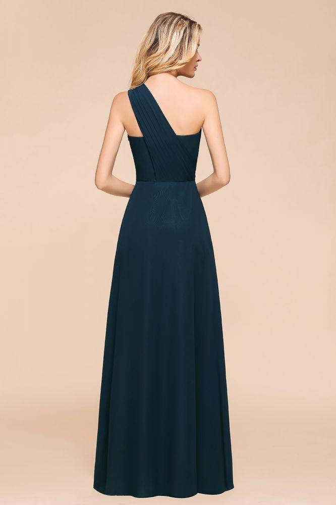 One Shoulder Floor-Length Bridesmaid Dress A-line Chiffon Wedding Party Dresses