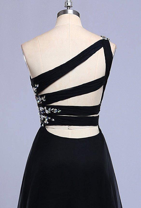 Vestidos de baile de um ombro só, em chiffon com degradé, costas nuas, vestidos de cerimónia PG936