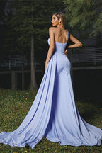 One Shoulder Sleeveless Ruffles Mermaid Long Evening Dress with Trail