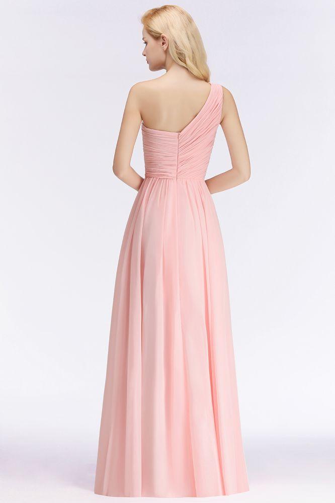 One-shoulder Sweetheart Ruffles Chiffon Bridesmaid Dress Aline Evening Dress