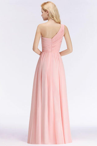One-Shoulder Sweetheart Rüschen Chiffon Brautjungfernkleid Aline Abendkleid