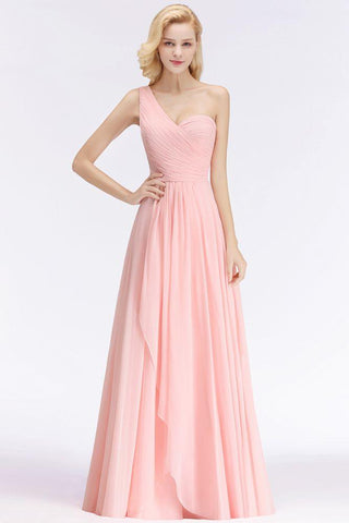 One-Shoulder Sweetheart Rüschen Chiffon Brautjungfernkleid Aline Abendkleid