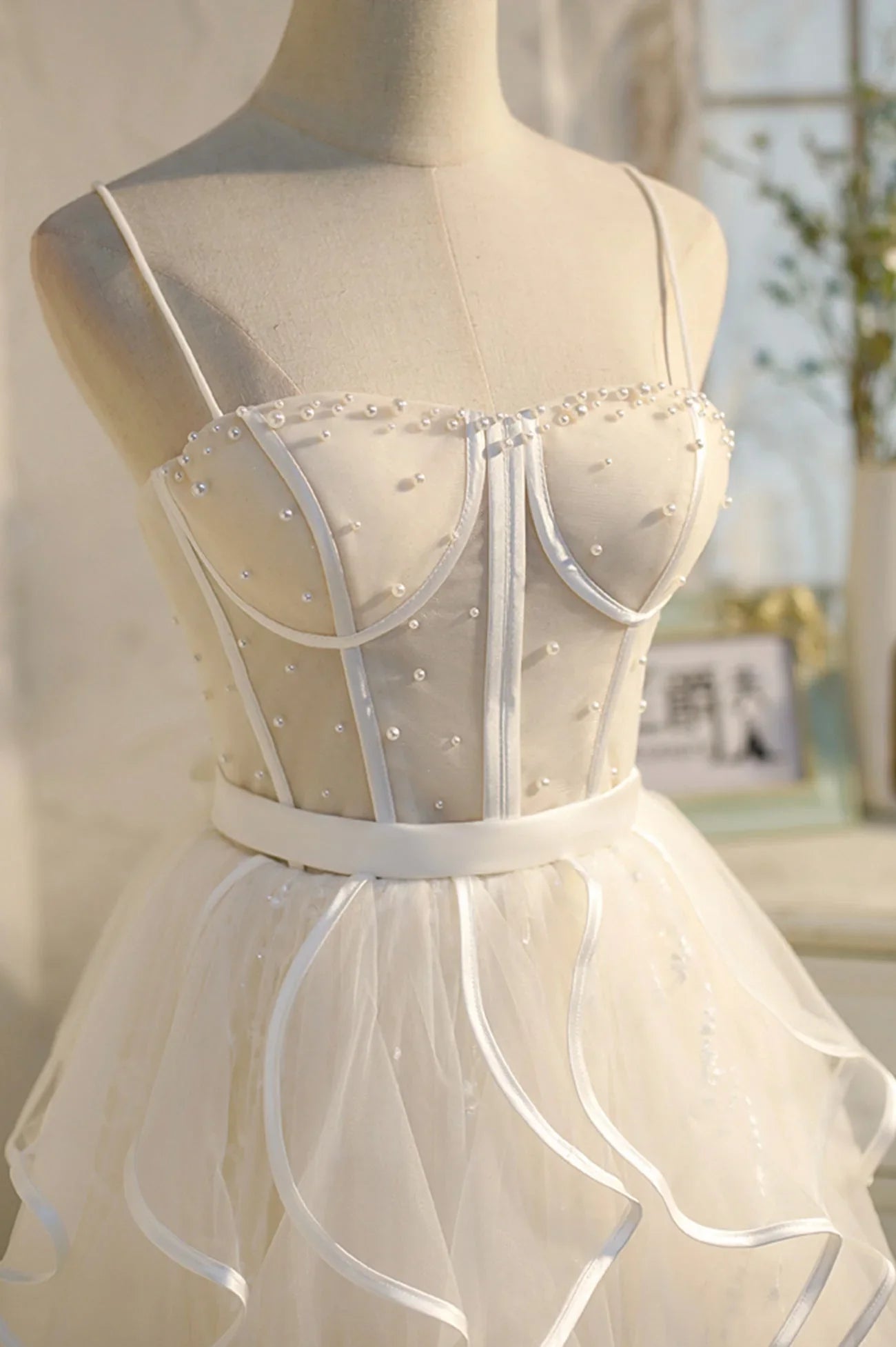 A-Linien-Spaghettiträger-Tüll-Kurzballkleid für den Homecoming-Ball