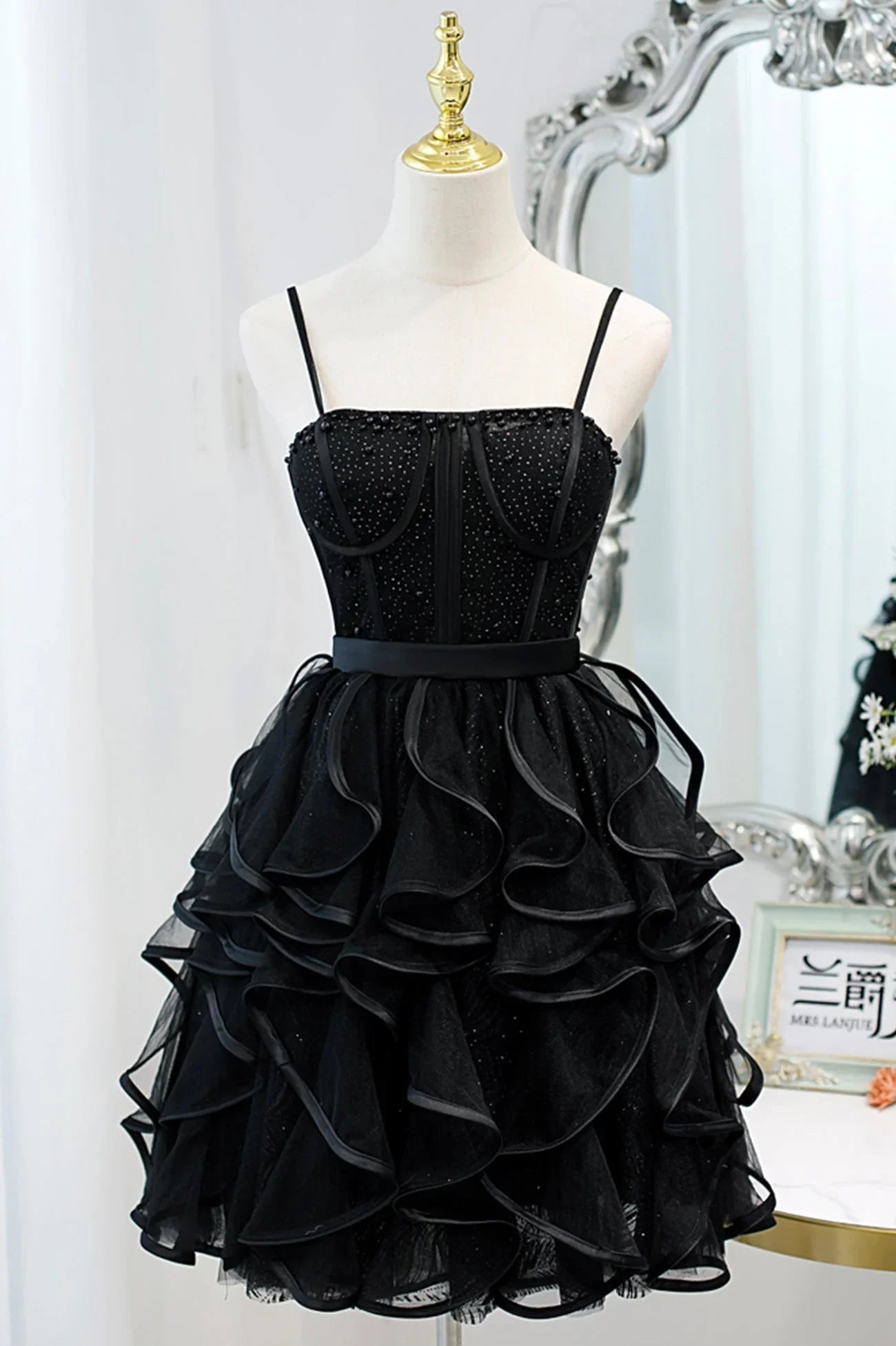 A-Linien-Spaghettiträger-Tüll-Kurzballkleid für den Homecoming-Ball