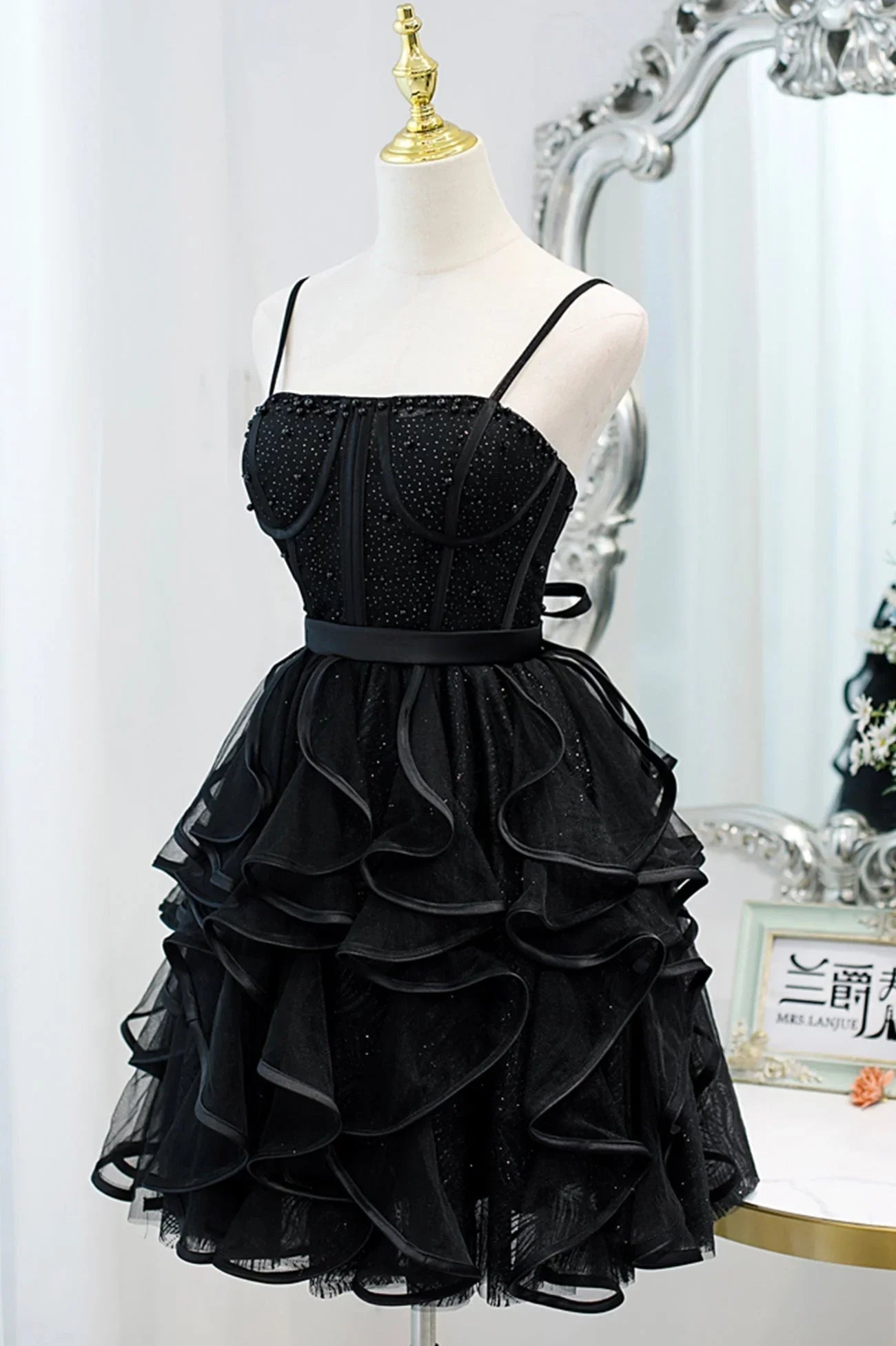 A-Linien-Spaghettiträger-Tüll-Kurzballkleid für den Homecoming-Ball