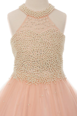 Ballkleid mit Perlenbesatz und Neckholder von Cinderella Couture 5055
