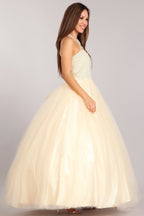 Pearl Beaded Halter Ball Gown by Cinderella Couture 5055