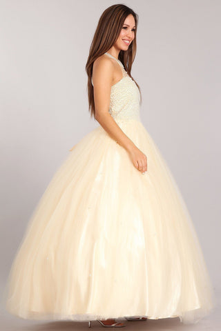 Ballkleid mit Perlenbesatz und Neckholder von Cinderella Couture 5055