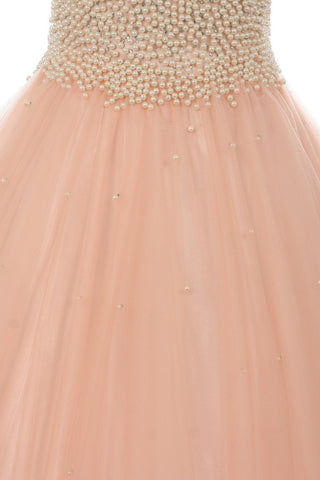 Ballkleid mit Perlenbesatz und Neckholder von Cinderella Couture 5055