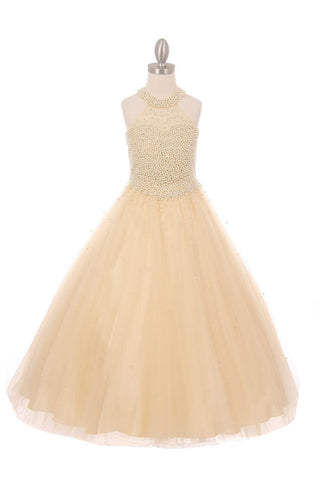 Ballkleid mit Perlenbesatz und Neckholder von Cinderella Couture 5055