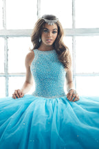 Pearl Beaded Halter Dress by House of Wu Fiesta Gowns 56318