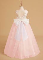 Dream Princess Sleeveless Lace and Tulle with Beading Flower Girl Dress