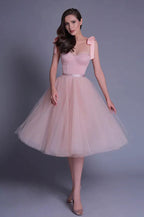 Vestido corto de fiesta rosa adorable y encantador para invitada de boda