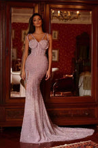 Gorgeous Beadings Prom Dress V-Neck Mermaid Long with Split