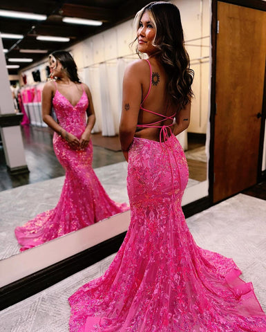 Long Mermaid Sleeveless Backless Spaghetti Straps Evening Dresses