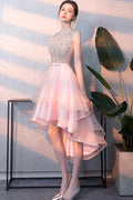 Rosa Tüll Pailletten kurzes Ballkleid Rosa Homecoming Kleid PD238