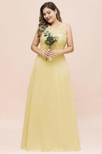 Plus Size Floral A-line Bridesmaid Dress Sleeveless Evening Maxi Dress for Girls Women