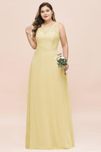 Plus Size Floral A-line Bridesmaid Dress Sleeveless Evening Maxi Dress for Girls Women