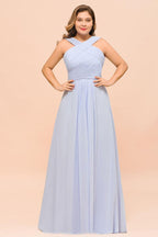 Plus Size Lavender Bridesmaid Dress Halter Floor Length Wedding Guest Dress