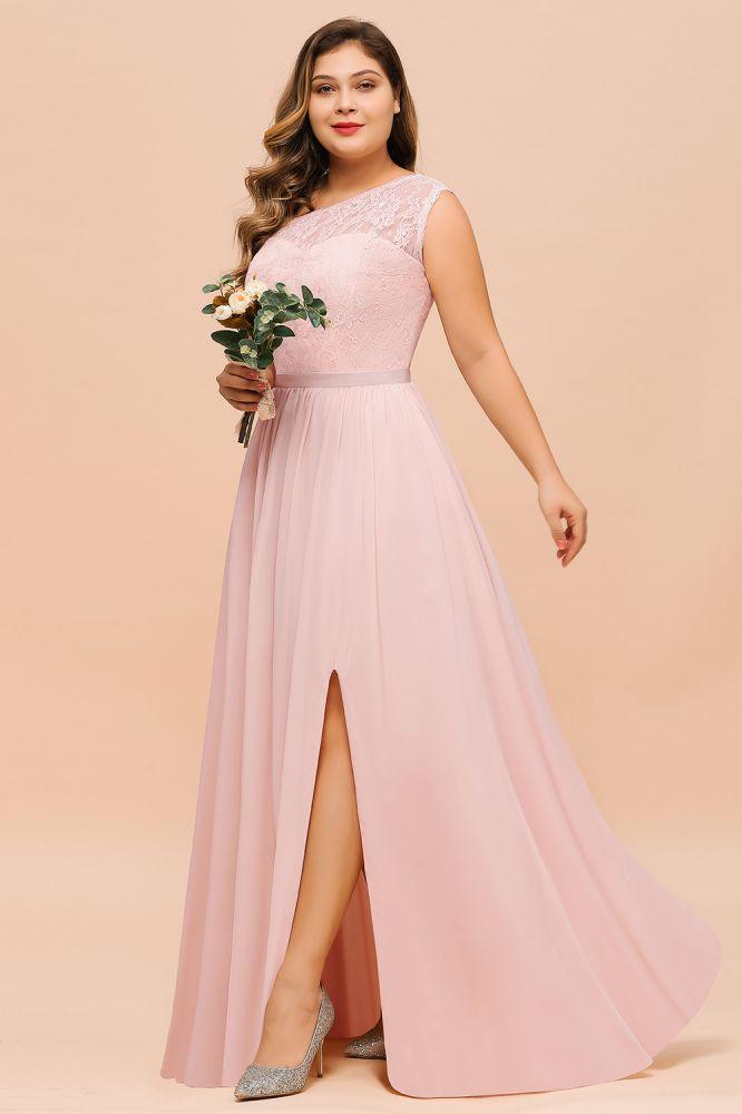 Plus Size Sleeveless aline Bridesmaid Dress Long Side Split Wedding Party Dress