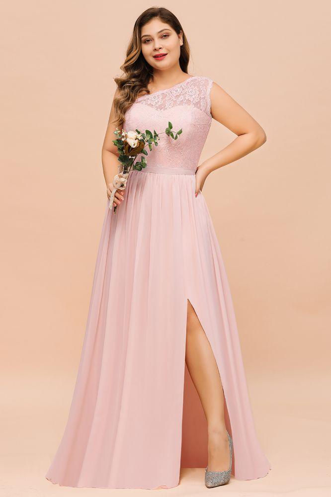 Plus Size Sleeveless aline Bridesmaid Dress Long Side Split Wedding Party Dress