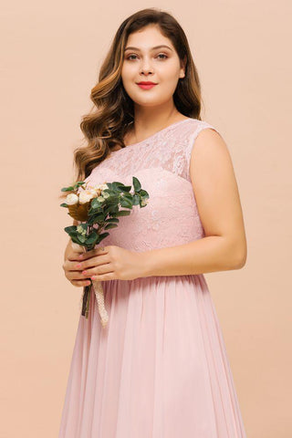 Plus Size Ärmelloses A-Linie Brautjungfernkleid Langes seitlich geschlitztes Hochzeitspartykleid