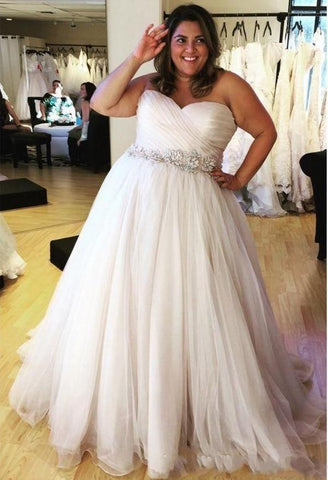 NumberSea Plus größe Brautkleid A-linie Liebsten Plissee Glänzend
