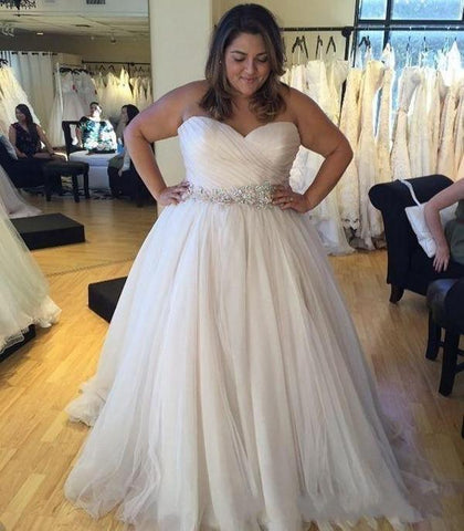 NumberSea Plus größe Brautkleid A-linie Liebsten Plissee Glänzend