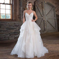 NumberSea Prinzessin A-Linie Organza Brautkleid Spaghettiträger