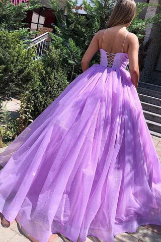 Prinzessin Ballkleid Lila Träger Langes Abendkleid PG824