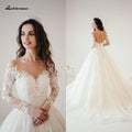 Robe de mariée Princesse en dentelle NumberSea, modèle bal, manches longues