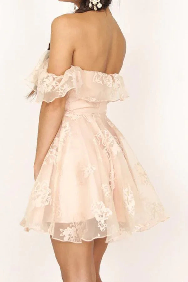 Prinzessin Trägerlos Rüschen Homecoming-Kleid Kurzes Partykleid PG152