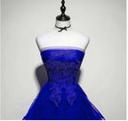 Königsblaues Tüllkleid mit Spitzenapplikationen High-Low-Partykleid Blaues Homecoming-Kleid Y671