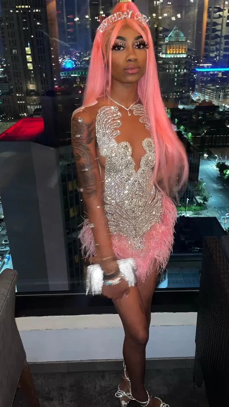 Vestido de Anos de Idade 18 Sexy Apertado com Missangas Mini Vestido de Baile de Finalistas Y778