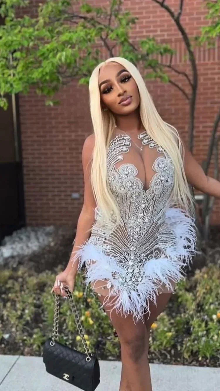 Fato de 18 anos para rapariga negra vestido de baile de finalistas luxuoso vestido de festa com contas Y959