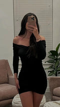 Vestido Casual Negro Lindo, Vestido Corto Negro para Fiesta de Regreso a Casa Y1023