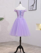 Vestido de Baile de Regreso a Casa Sin Mangas en Tul y Encaje Lila Claro S11189