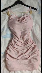 Glitzerrosa Kleid Sexy Clubkleid Rosa Minikleid Abschlussballkleid Y680