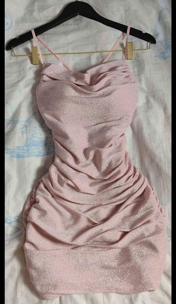 Glitzerrosa Kleid Sexy Clubkleid Rosa Minikleid Abschlussballkleid Y680
