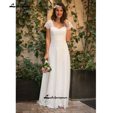 Numbersea vestidos de casamento do país ocidental 2021 rendas chiffon modesto longo boémio vestidos de noiva plus size robe de mariée en dentelle