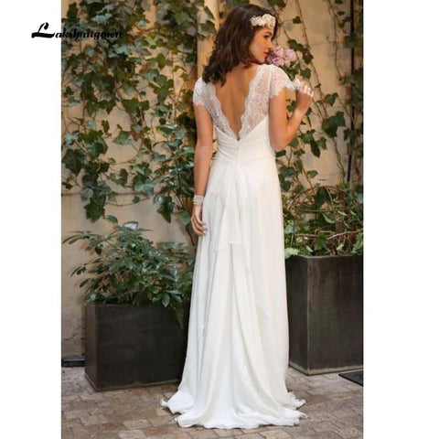 Numbersea vestidos de casamento do país ocidental 2021 rendas chiffon modesto longo boémio vestidos de noiva plus size robe de mariée en dentelle