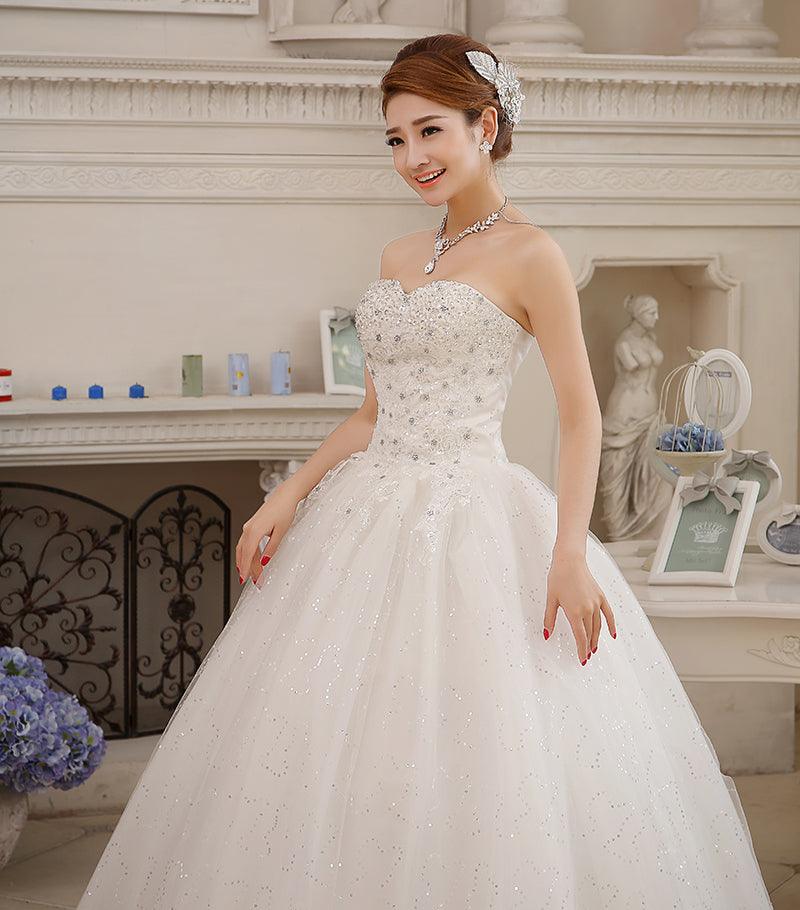 NumberSea Wedding Dress Plus Size Bride Large Size Strapless Diamond Wedding Dresses Ball Gowns Bridal Princess Embroidery Dresses