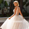NumberSea Traugel Chic Robe de Mariée Élégante à Manches Courtes et Décolleté en V avec Appliques de Dentelle, Ligne A, Boutons et Queue de Train, Taille Grande